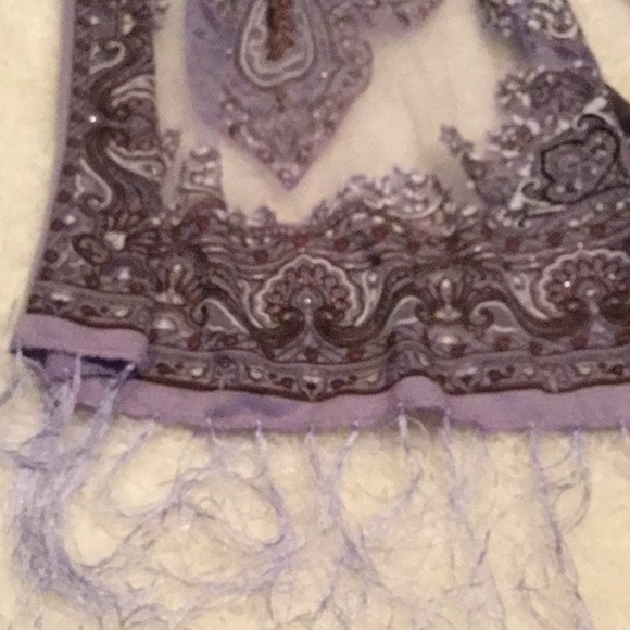 Vintage Lavender Fringed Wrap - Picture 2 of 4